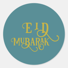 Eid Mubarak Turquoise Kleur Plain Ronde Sticker