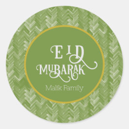 Eid Mubarak Typografie Chevron Green gepersonalise Ronde Sticker