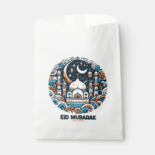 Eid Mubarak Versierde Halvemaan Kleurrijke Keepsak Bedankzakje (Voorkant)