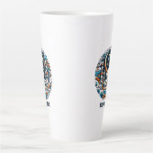 Eid Mubarak Versierde Halvemaan Kleurrijke Moskee  Latte Mok (Voorkant)