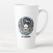 Eid Mubarak Versierde Halvemaan Kleurrijke Moskee  Latte Mok (Rechts)