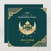 Eid Mubarak, Vier een joye Eid met Stunning Feestdagenkaart (Voorkant / Achterkant)