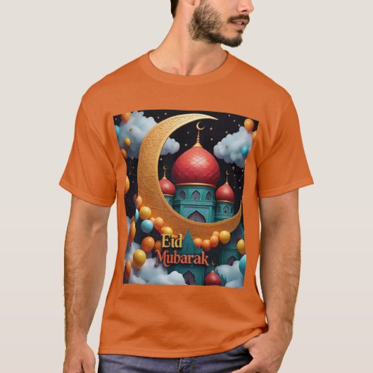 Eid Mubarak viering met ballonnen Mannen Tshirt (Voorkant)