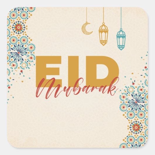 Eid mubarak vierkante sticker (Voorkant)