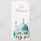 Eid Mubarak Watercolor Moskee 0902a Kaart (Voorkant / Achterkant)