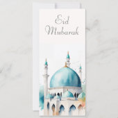 Eid Mubarak Watercolor Moskee 0902a Kaart (Voorkant)