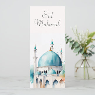 Eid Mubarak Watercolor Moskee 0902a Kaart