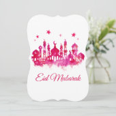 Eid Mubarak Waterverf Mosque Feestdagenkaart (Staand voorkant)