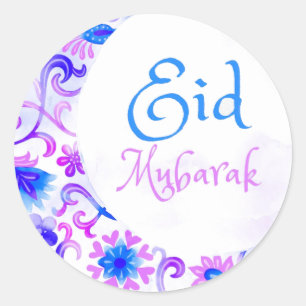 Eid Mubarak Waterverf Ronde Sticker