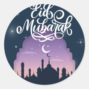 Eid Mubarak Waterverf sky Mosque Eid Sticker