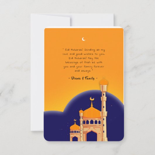 Eid Mubarak Wenskaart Bedankkaart (Achterkant)