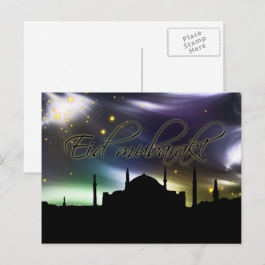 Eid mubarak wenskaart briefkaart (Voorkant / Achterkant)