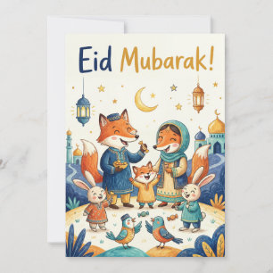 Eid Mubarak Wenskaart - Familie Feestviering Feestdagenkaart