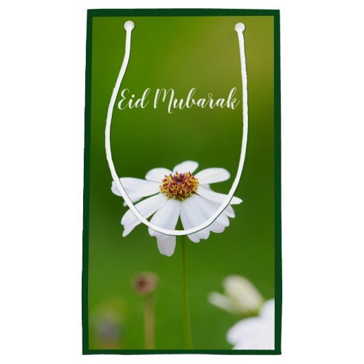 Eid Mubarak White daisy flower bag Klein Cadeauzakje (Voorkant)