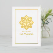 Eid Mubarak Wit en Goud Folie Vakantiekaart Folie Feestdagenkaart (Staand Voorkant)