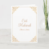 Eid Mubarak Witte  Barokke Moslimvakantie Kaart (Voorkant)