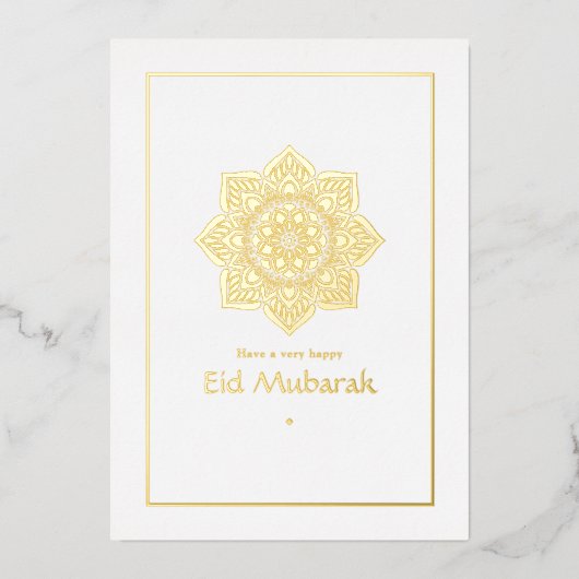 Eid Mubarak witte en gouden folie kerstkaart Folie Feestdagenkaart (Voorkant)