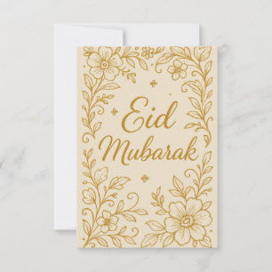 Eid Mubarak - Witte en Gouden Moskee Bloemen Kaart