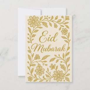 Eid Mubarak - Witte en gouden moskee bloemen Kaart