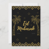 Eid Mubarak Zwart en Goud Feestdagenkaart (Voorkant)