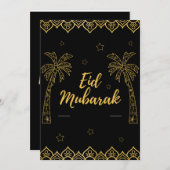Eid Mubarak Zwart en Goud Feestdagenkaart (Voorkant / Achterkant)
