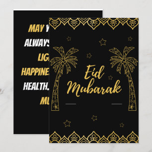 Eid Mubarak Zwart en Goud Feestdagenkaart