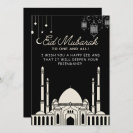Eid Mubarak Zwarte Moskee Feestdagenkaart