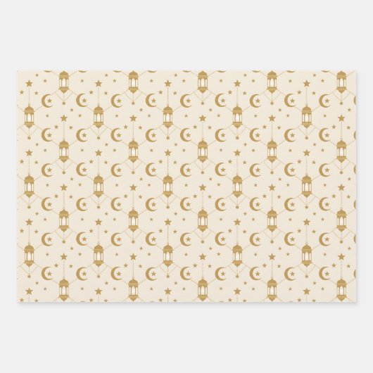 Eid or Ramadan Lanterns & Crescent Seamless Inpakpapier Vel (Voorkant 3)