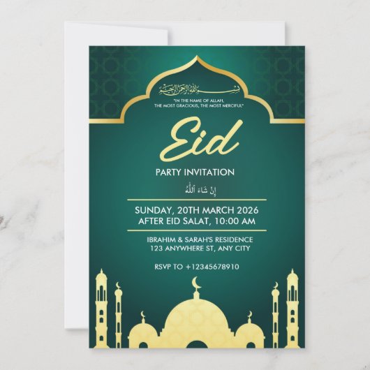 Eid Party Invitation Kaart (Voorkant)