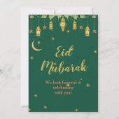 Eid Party uitnodiging Elegante groene gouden lanta (Achterkant)