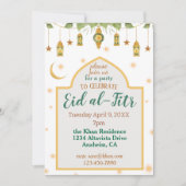 Eid Party uitnodiging Elegante witte gouden lantaa (Voorkant)