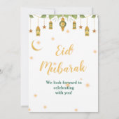 Eid Party uitnodiging Elegante witte gouden lantaa (Achterkant)