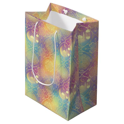Eid/Ramadan-cadeaupapier Medium Cadeauzakje (Voorkant Gekanteld)
