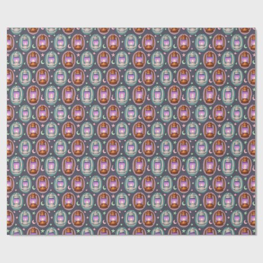 Eid & Ramadan Lanterns Seamless Pattern with Moon Cadeaupapier (Vlak)