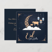 Eid ul Adha Mubarak Crescent Goat Islamic Lantern Feestdagenkaart (Voorkant / Achterkant)