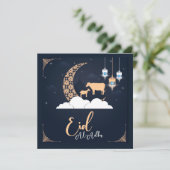 Eid ul Adha Mubarak Crescent Goat Islamic Lantern Feestdagenkaart (Staand voorkant)