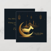 Eid Ul Adha Mubarak Crescent Mosque Goat Gold Feestdagenkaart (Voorkant / Achterkant)