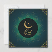 Eid ul Adha Mubarak Crescent Star Green Gold Feestdagenkaart (Voorkant)