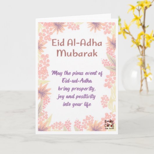 Eid ul Adha Mubarak - Earnest Wishes Kaart (Gele Bloem)