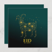 Eid Ul Adha Mubarak Goat Gold Blue Feestdagenkaart (Voorkant / Achterkant)