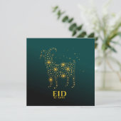 Eid Ul Adha Mubarak Goat Gold Blue Feestdagenkaart (Staand voorkant)