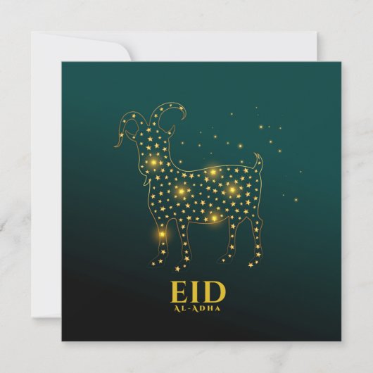 Eid Ul Adha Mubarak Goat Gold Blue Feestdagenkaart (Voorkant)