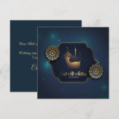 Eid Ul Adha Mubarak Goat Gold Ornamenten Mosque Feestdagenkaart (Voorkant / Achterkant)