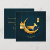 Eid ul Adha Mubarak Goat Islamic Lantern Crescent Feestdagenkaart (Voorkant / Achterkant)