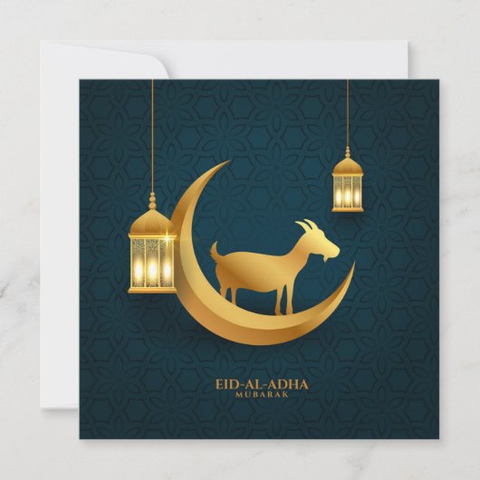 Eid ul Adha Mubarak Goat Islamic Lantern Crescent Feestdagenkaart (Voorkant)