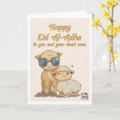 Eid ul Adha Mubarak - Grappige Dieren Kaart (Gele Bloem)