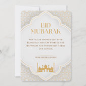Eid ul Adha Mubarak Kaart | Elegant wit en goud (Voorkant)