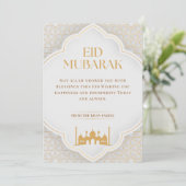 Eid ul Adha Mubarak Kaart | Elegant wit en goud (Staand voorkant)