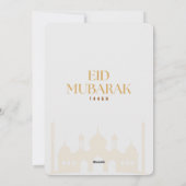 Eid ul Adha Mubarak Kaart | Elegant wit en goud (Achterkant)