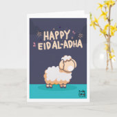 Eid ul Adha Mubarak - Schattig schaap Kaart (Gele Bloem)